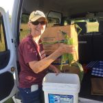 Kathy Dean loads freshly gleaned corn into an ATH van.